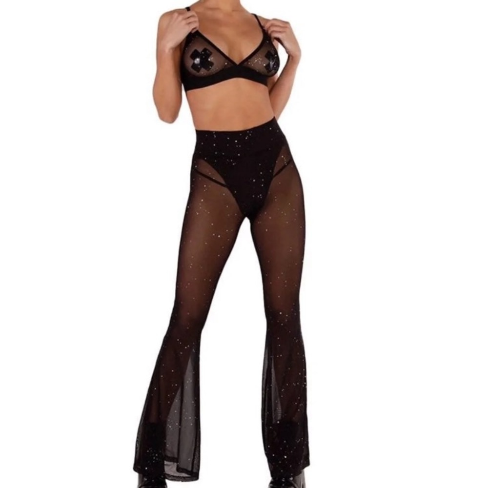 Holo Star Mesh Bell Bottoms NEW